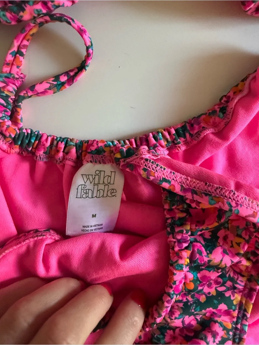 wild fable Pink Floral Girls Two-Piece Swim Set